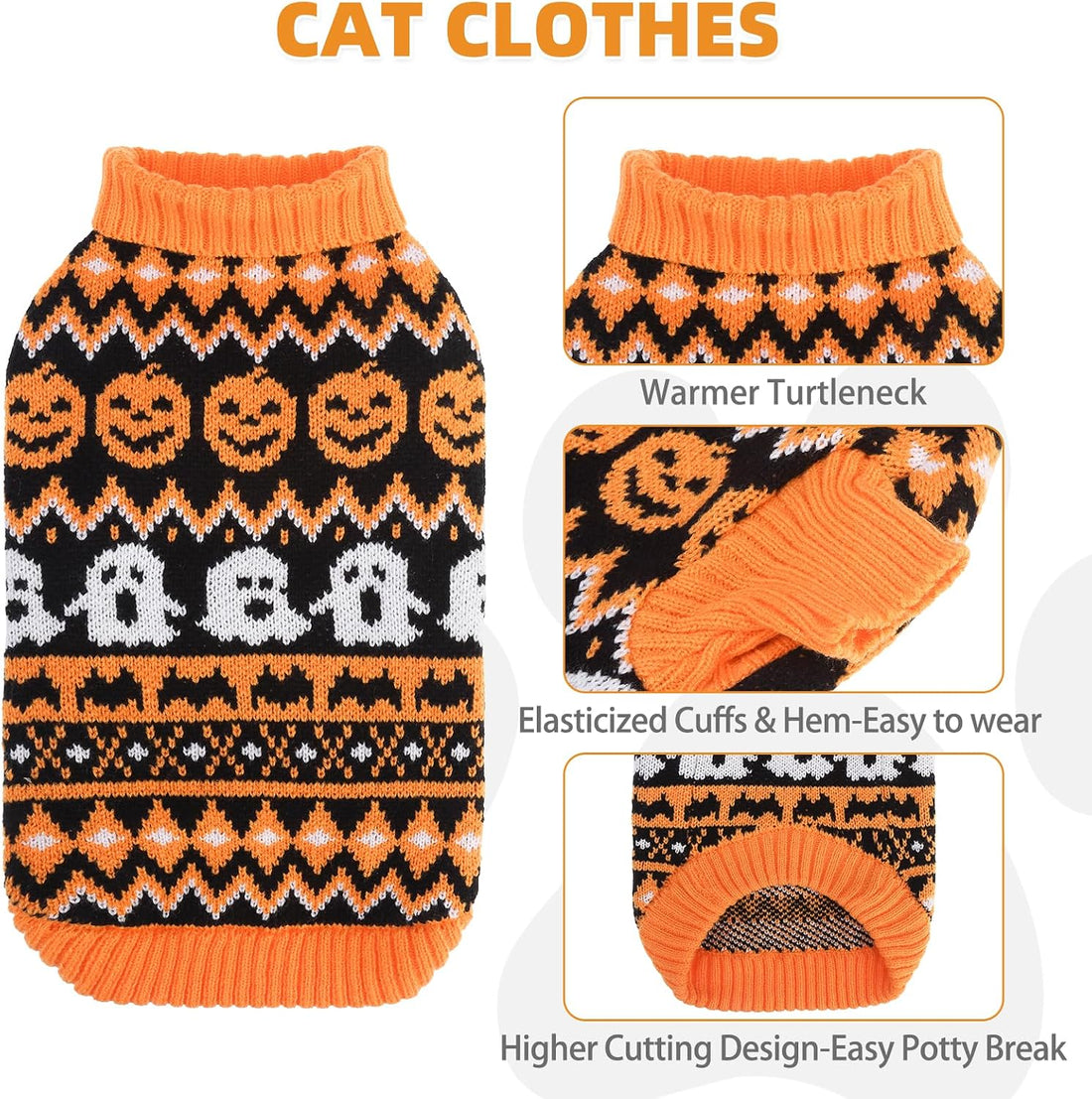 KOOLTAIL Halloween Cat Sweater for Cats Only