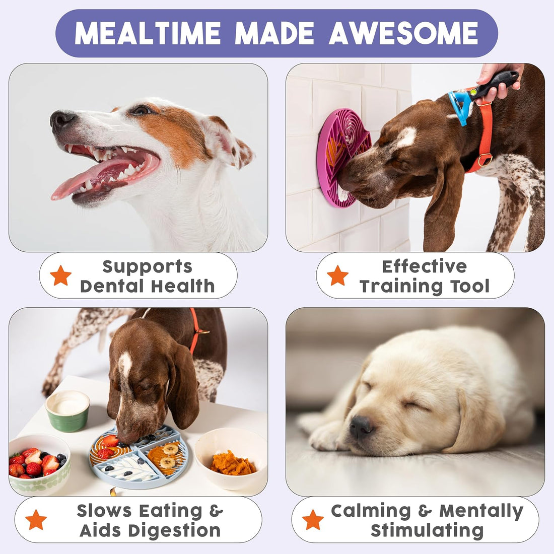 Silicone Dog Lick Mat & Slow Feeder with Suction Cups for Anxiety