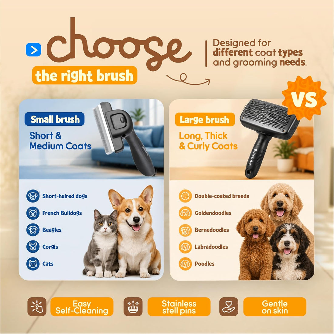 Be Best Pets Deshedding Brush for Dogs & Cats