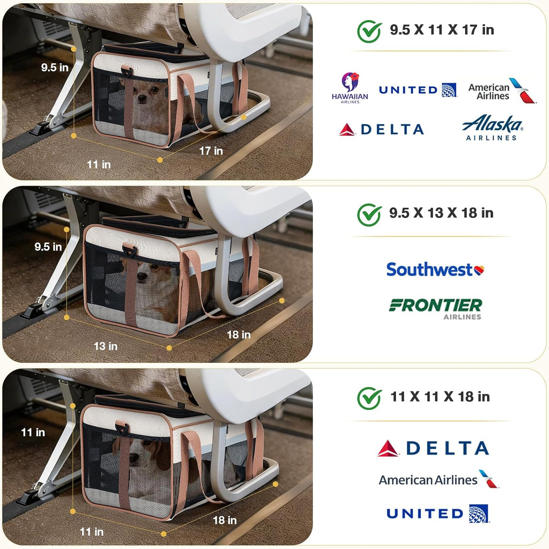 Lekereise Top-Expandable Pet Carrier 18x11x11Inch Delta American