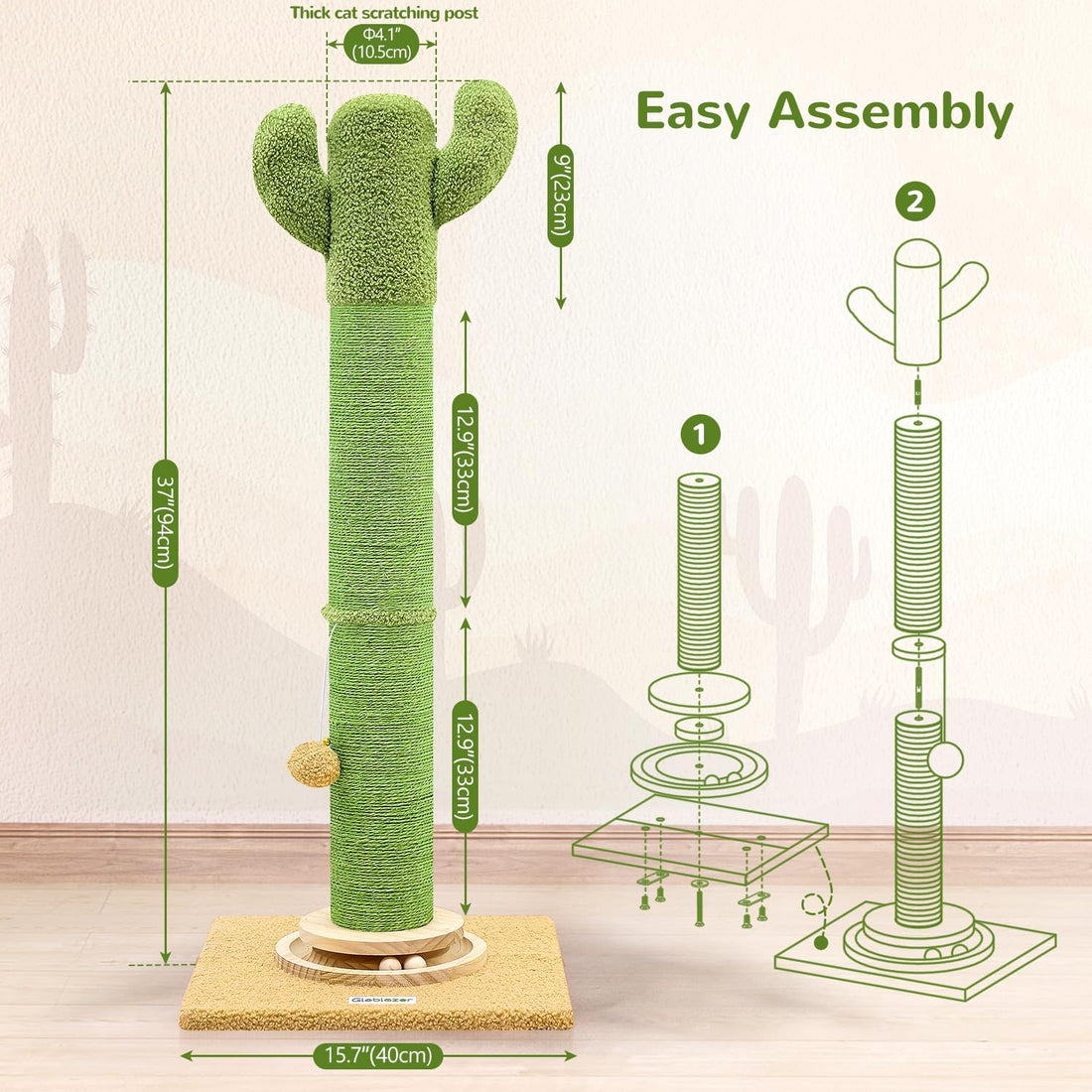 Globlazer Extra Thick Cactus Scratching Posts for Indoor Large Cats