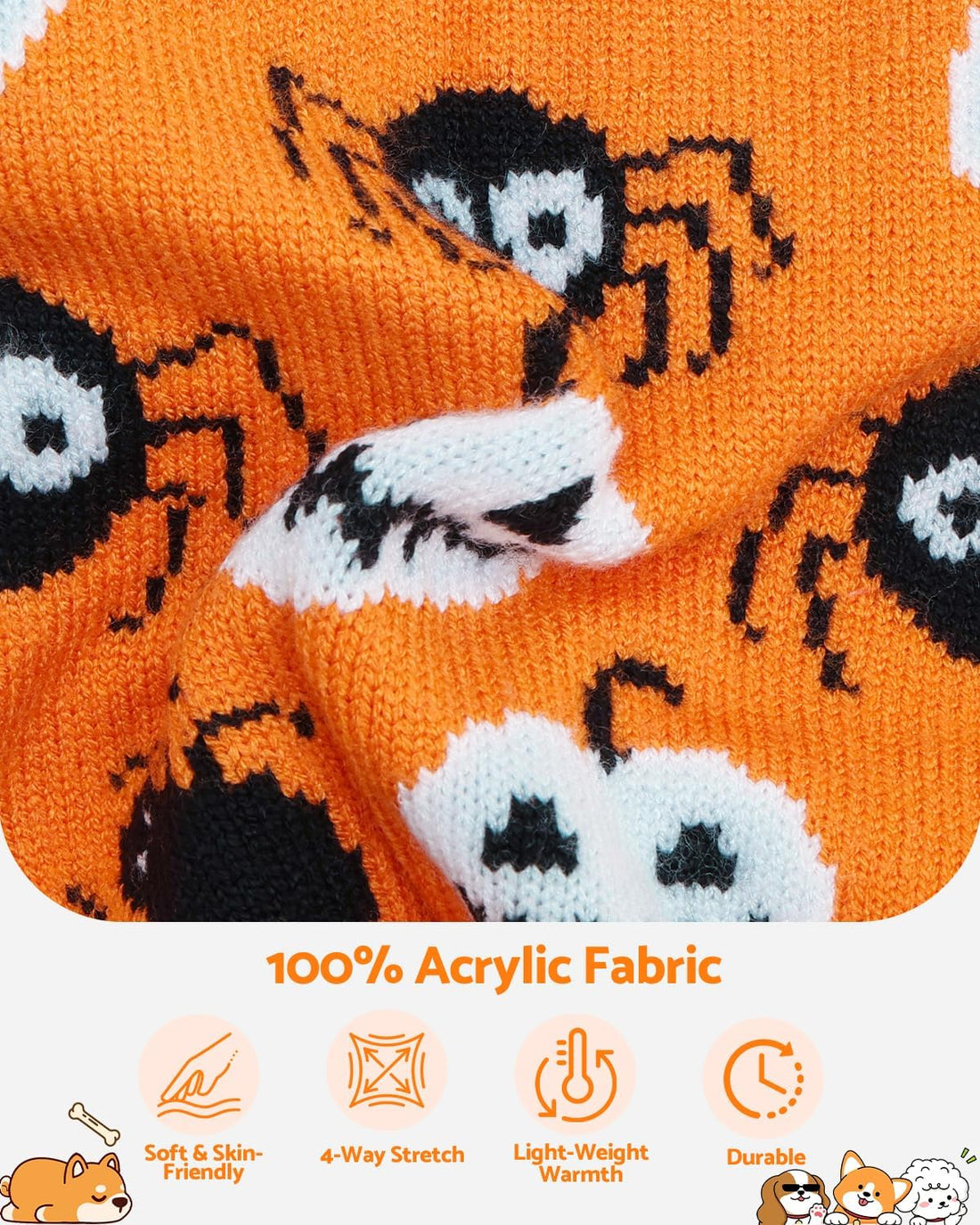 CuteBone Halloween Ruffle Dog Sweater Dress for Medium Dogs