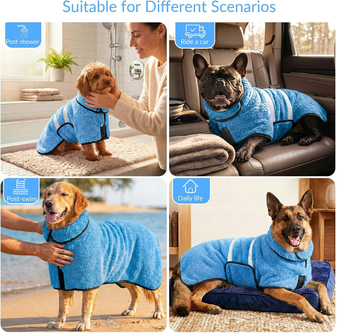Dog Bathrobe, Super Absorbent for Small to Large Dogs, Light Blue L