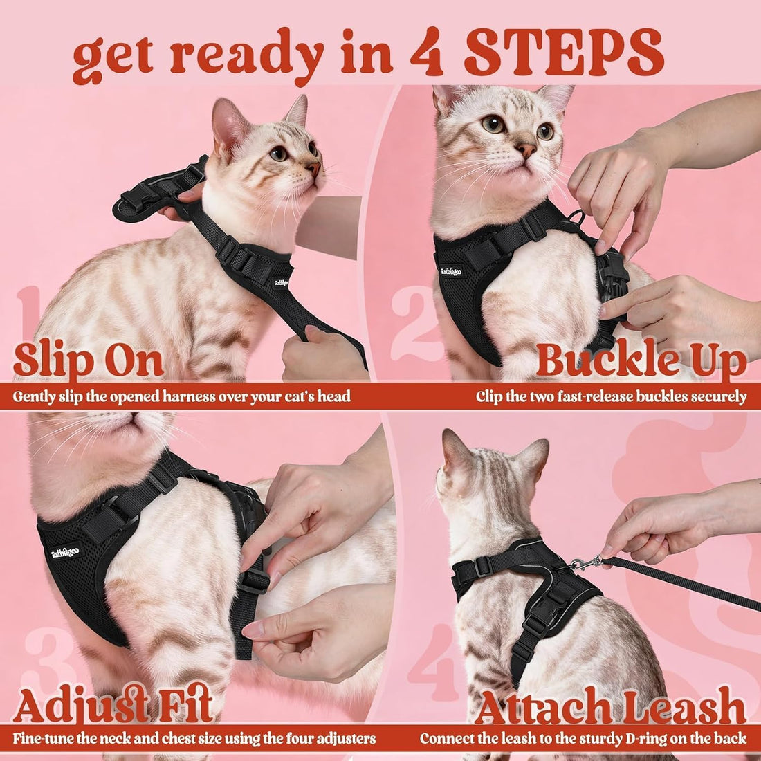rabbitgoo Cat Harness and Leash Set, Escape Proof Vest