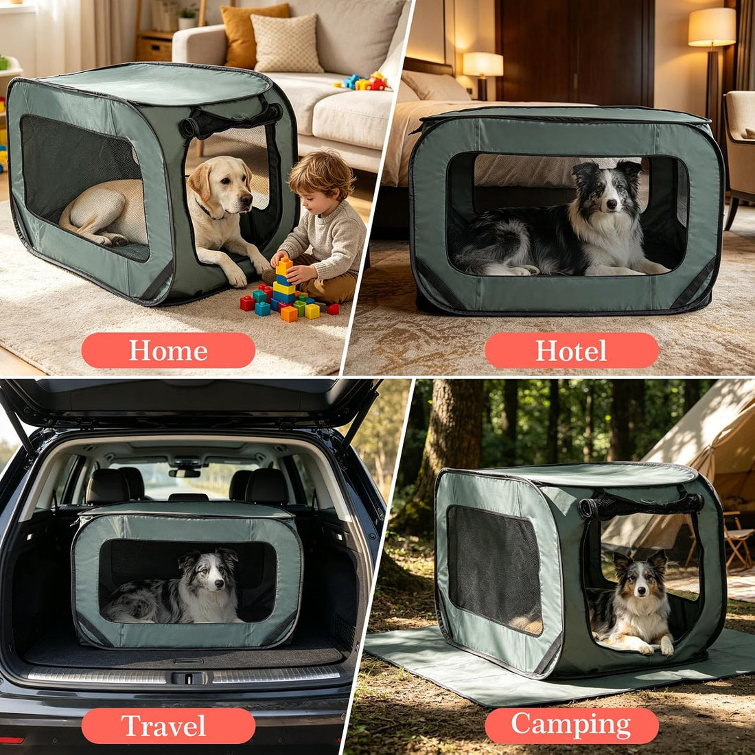 36 Inch Collapsible Dog Crate, Portable Kennel for Medium Dogs