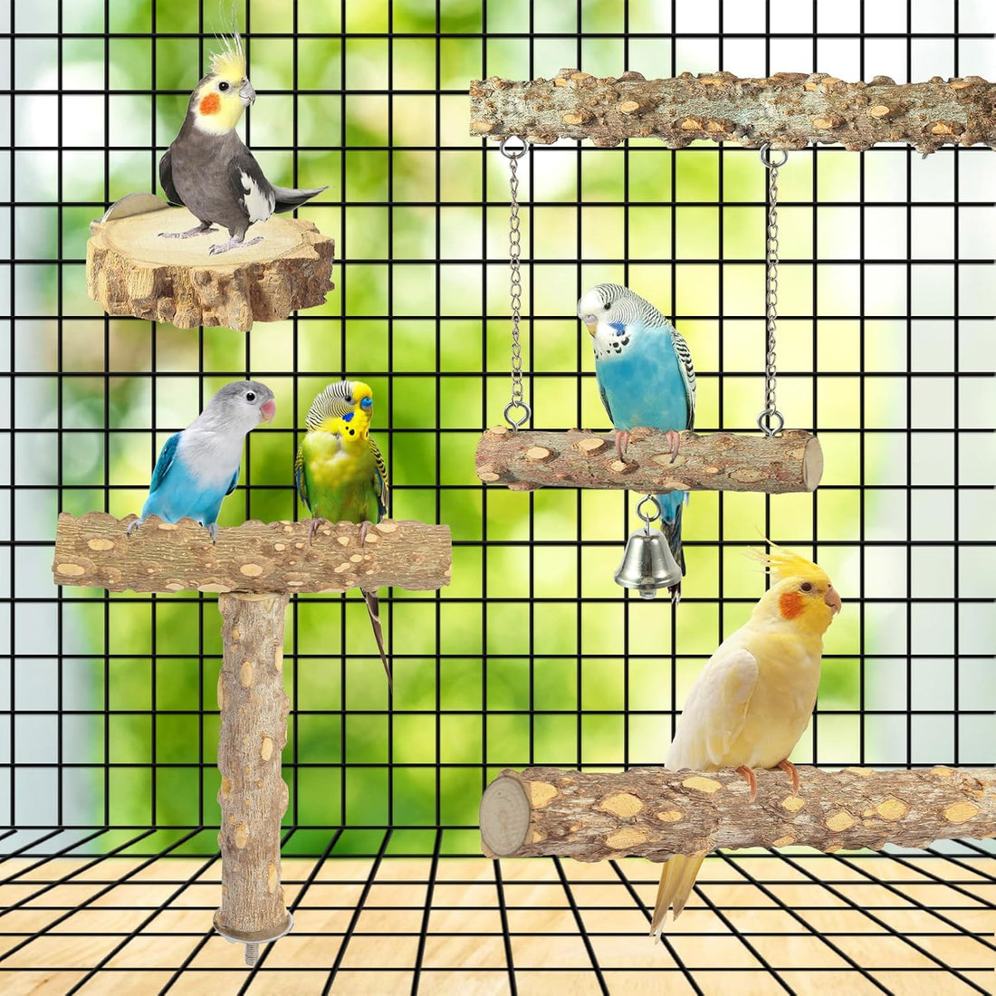 Bird Perches,4pcs Natural Wood Birds Stand Branch