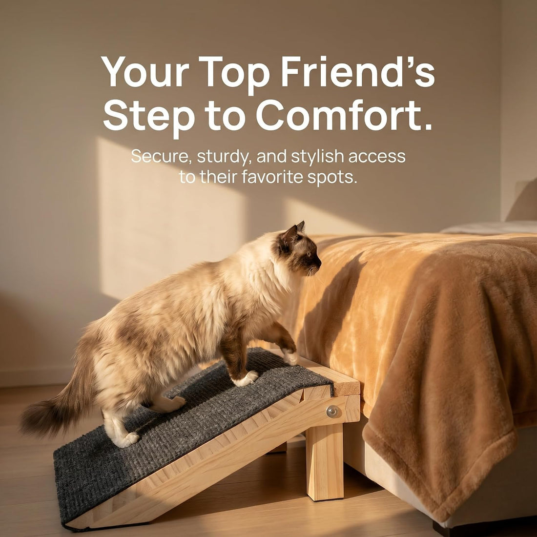 Wooden Dog Ramp for Stairs, 4.3"/5.5" Height Adjustable Pet Ramp