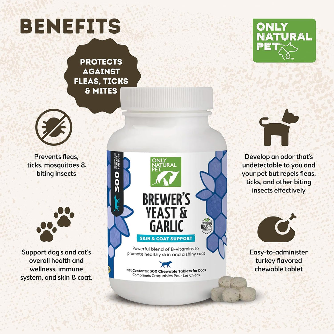 Only Natural Pet Brewer's Yeast & Garlic Chewables Flea & Tick