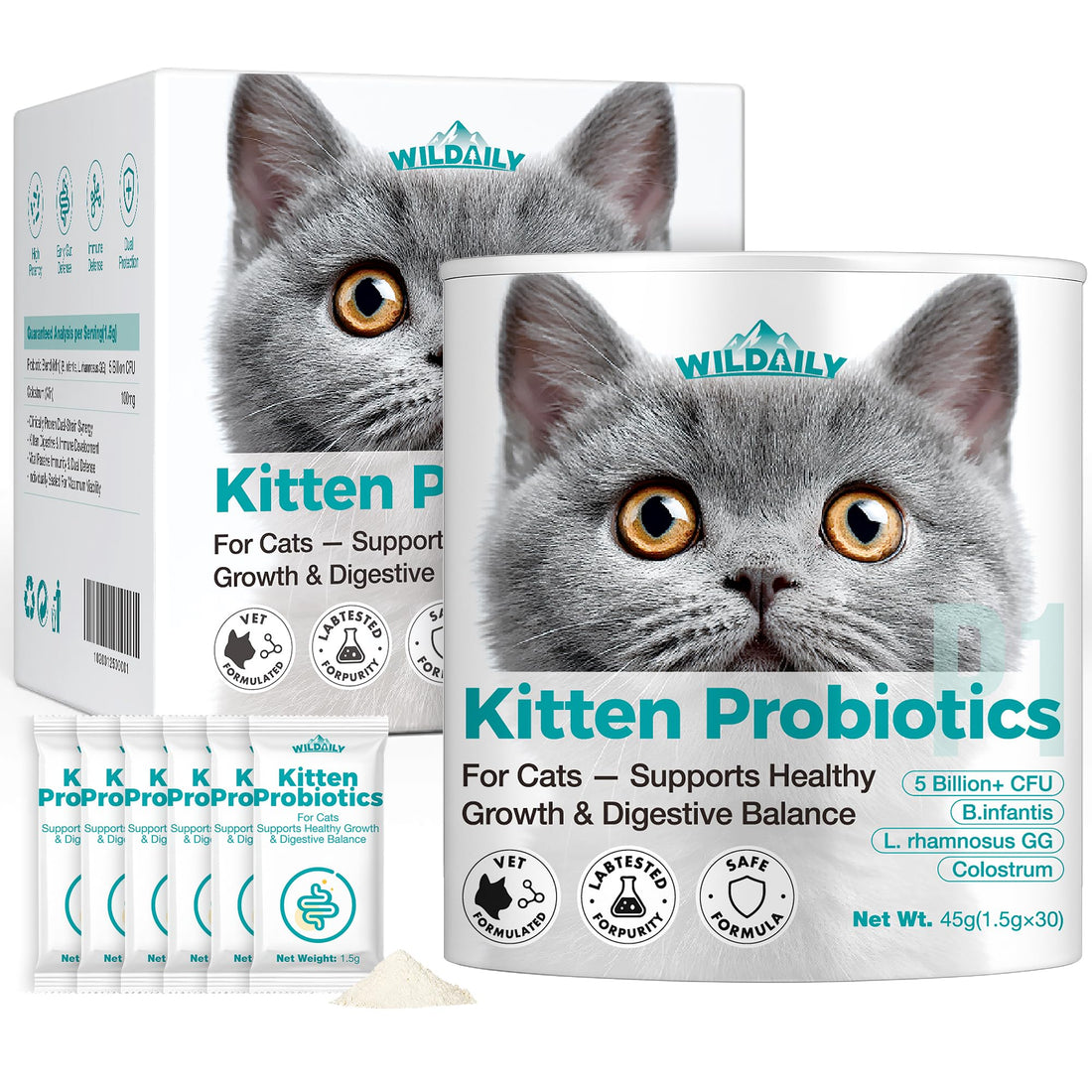 Wildaily Cat Probiotics,Veterinary-Formulated Kitten Probiotics