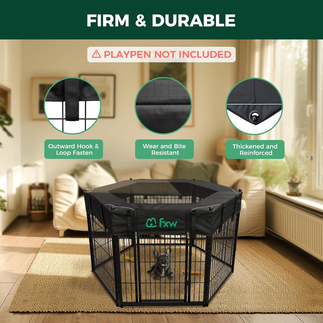 FXW Mesh Top Cover for 32"/40"/45" H 6-Panel Dog Playpen