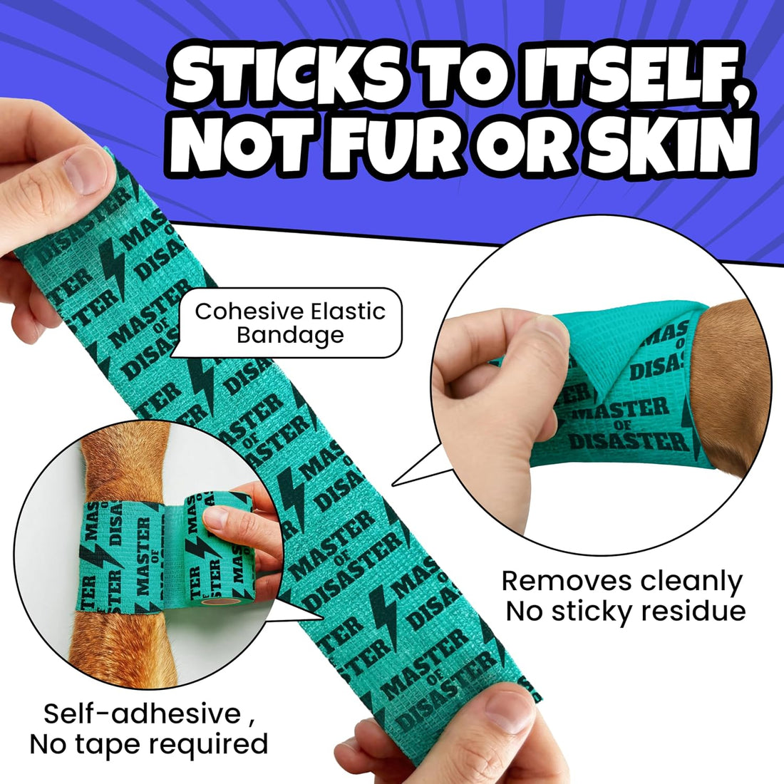Funny Vet Wrap for Dogs, 2in Self-Adhesive Bandage Tape, 6 Pack Girls
