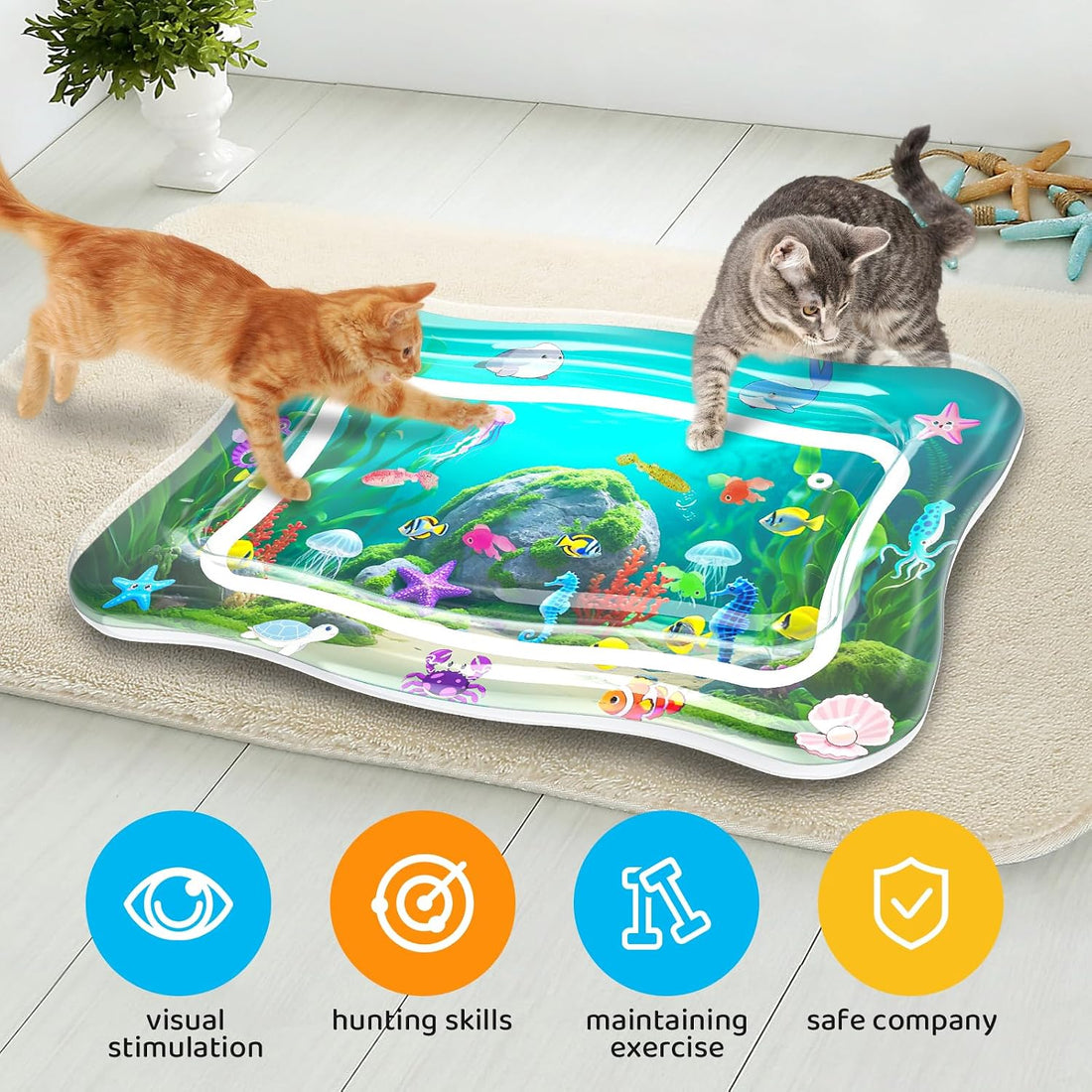 Interactive Cat Toy for Indoor Cats, Upgraded Cat Water Mat