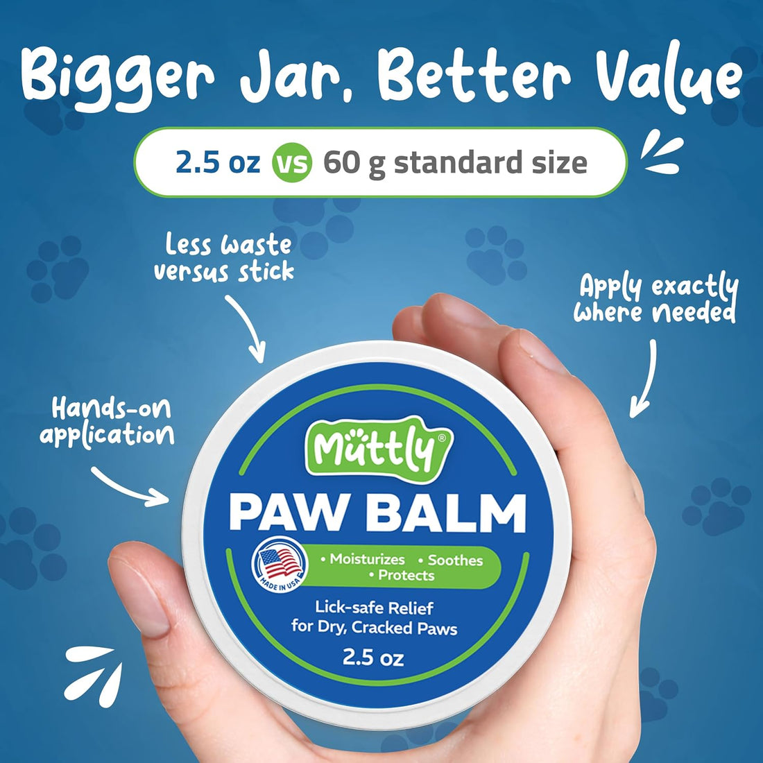 Paw Balm Jar 2.5 oz - Targeted Paw Care with Hands-On Application