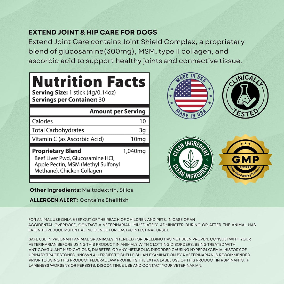 Extend Dog Hip and Joint Supplement Beef Flavored Powder Packets