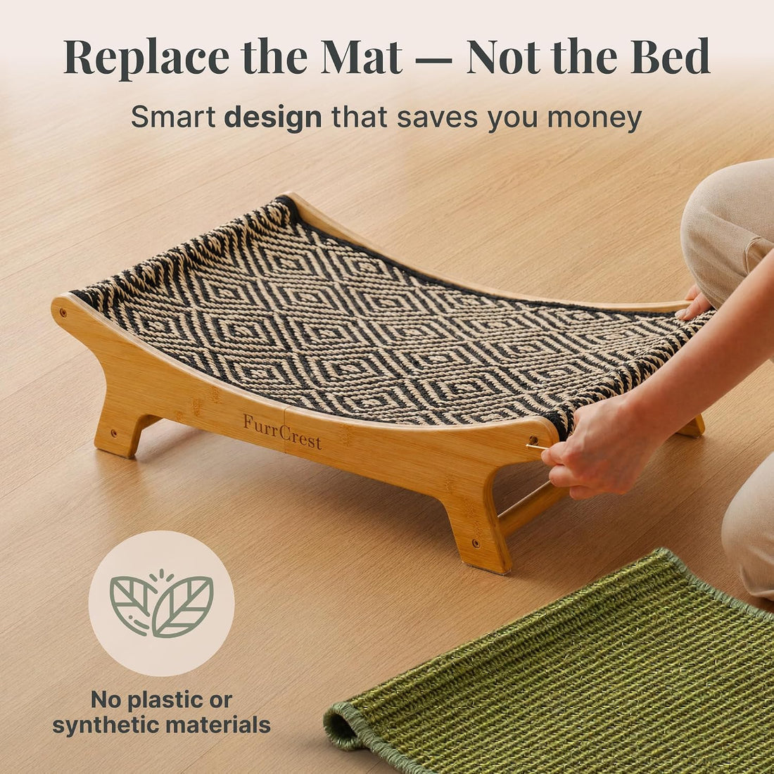 XL Sisal Cat Scratcher Bed with Elevated Hammock for Indoor Cats