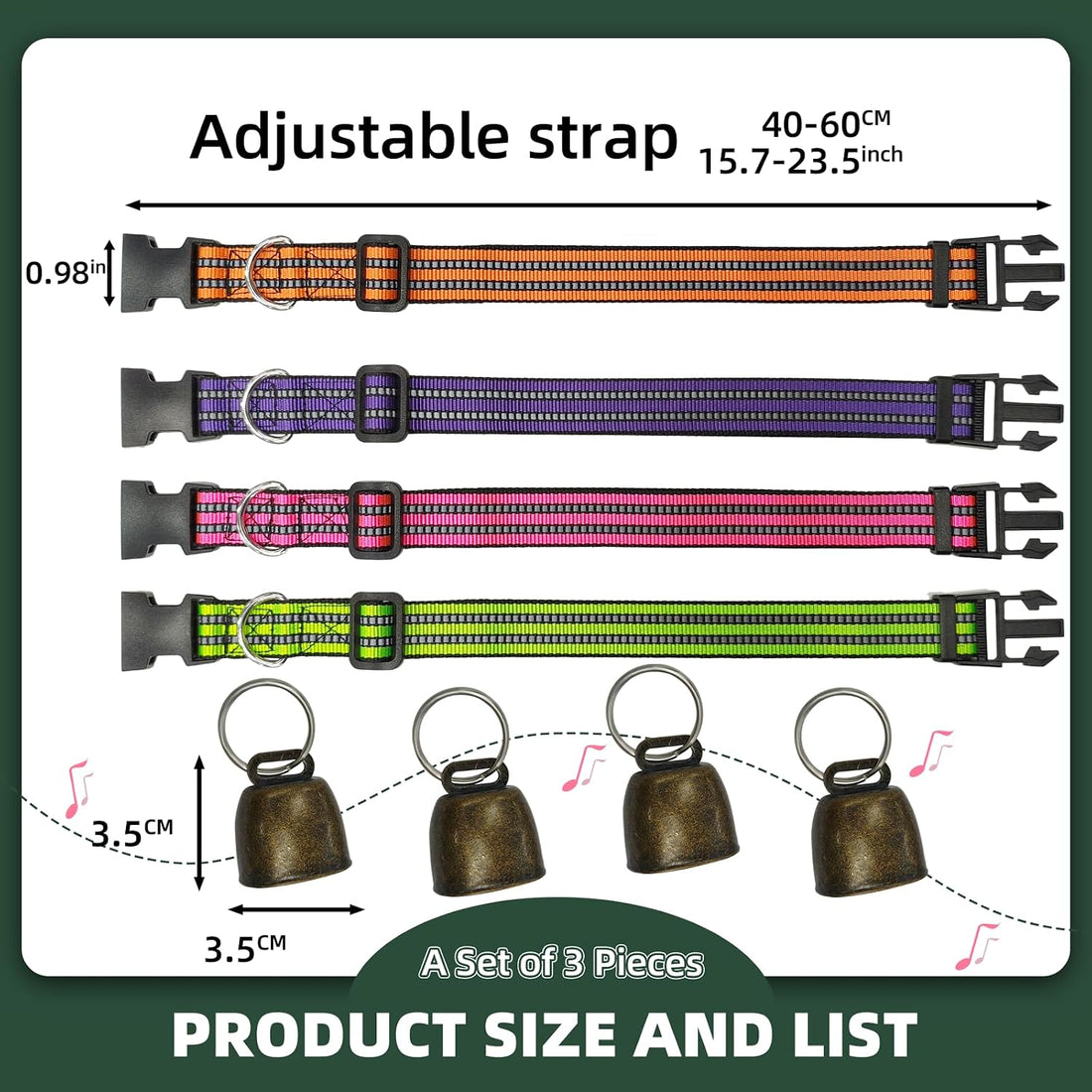 Goat Collars and Bells,Durable Nylon Adjustable Collar