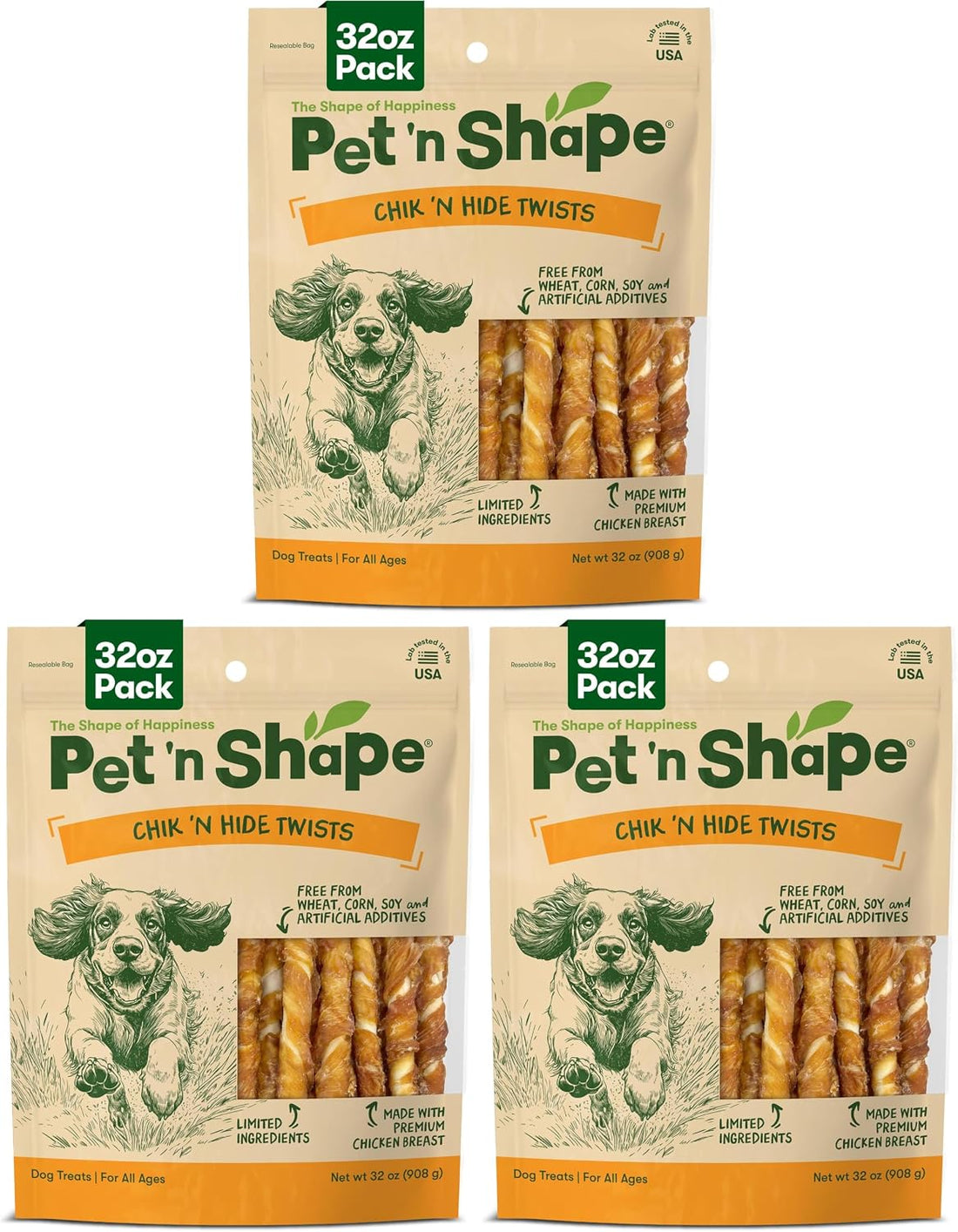 Pet 'n Shape Chik 'n Hide Twists, Chicken Wrapped Rawhide Treats