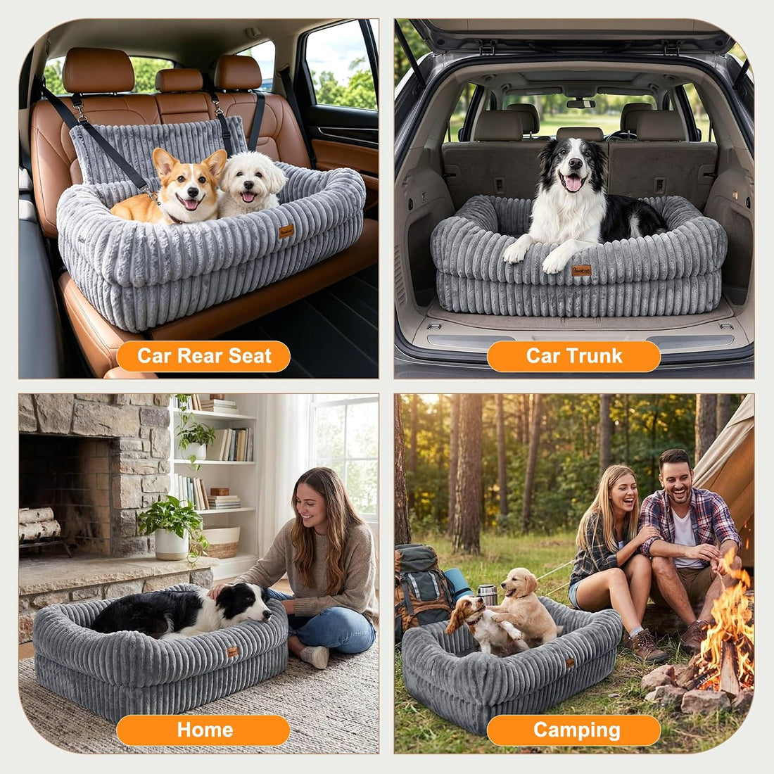 Pawaboo Dog Car Seat Bed, Memory Foam Booster for Medium/Large Dogs