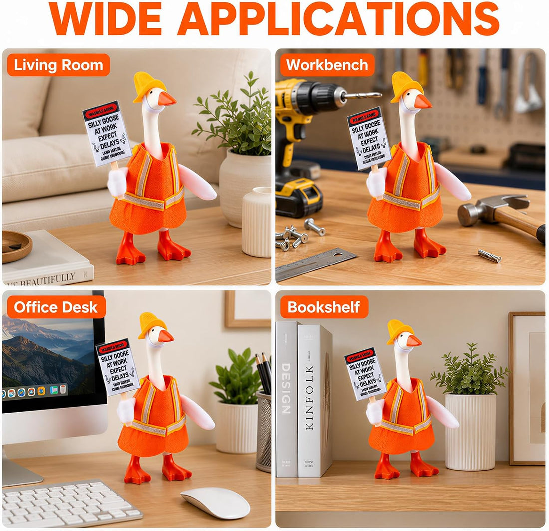 7 Inch Desk Goose Outfits, Construction Worker Costume with Hat