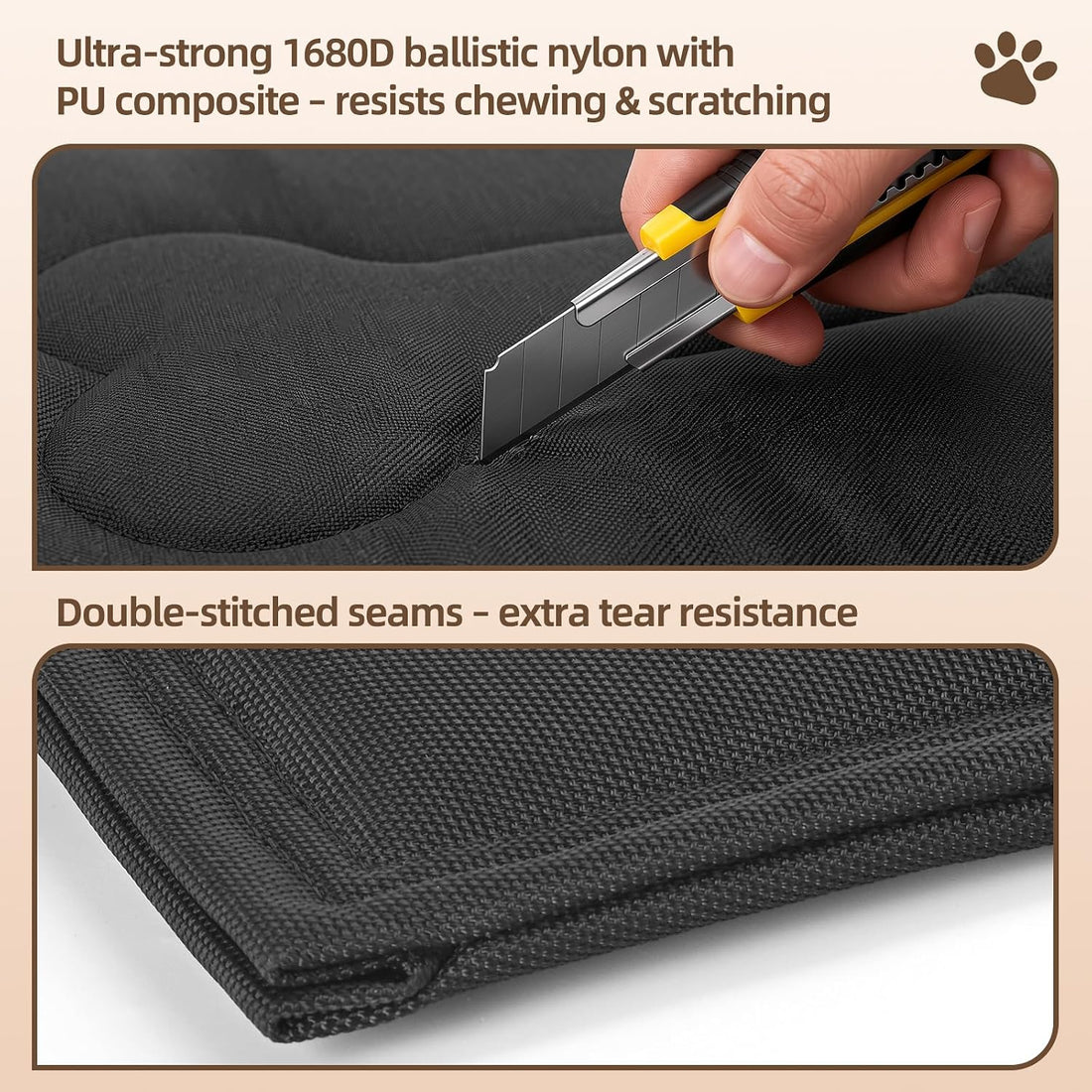 Chew Resistant Dog Crate Pad, 8 Layer Waterproof Dog Bed