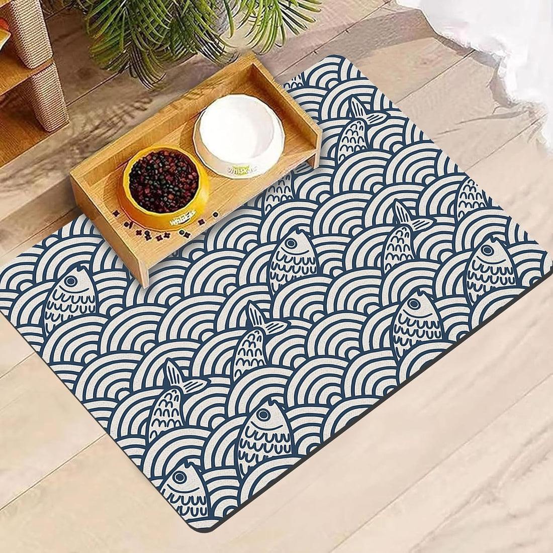 Black Cat Pet Feeding Mat, 12 x 20 Inch