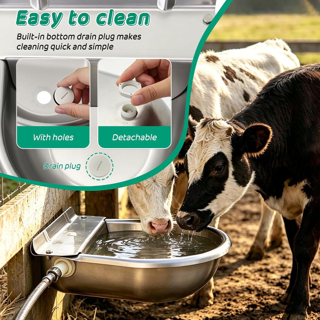 Automatic Livestock Waterer Bowl,304 Stainless Steel Float Valve Pet
