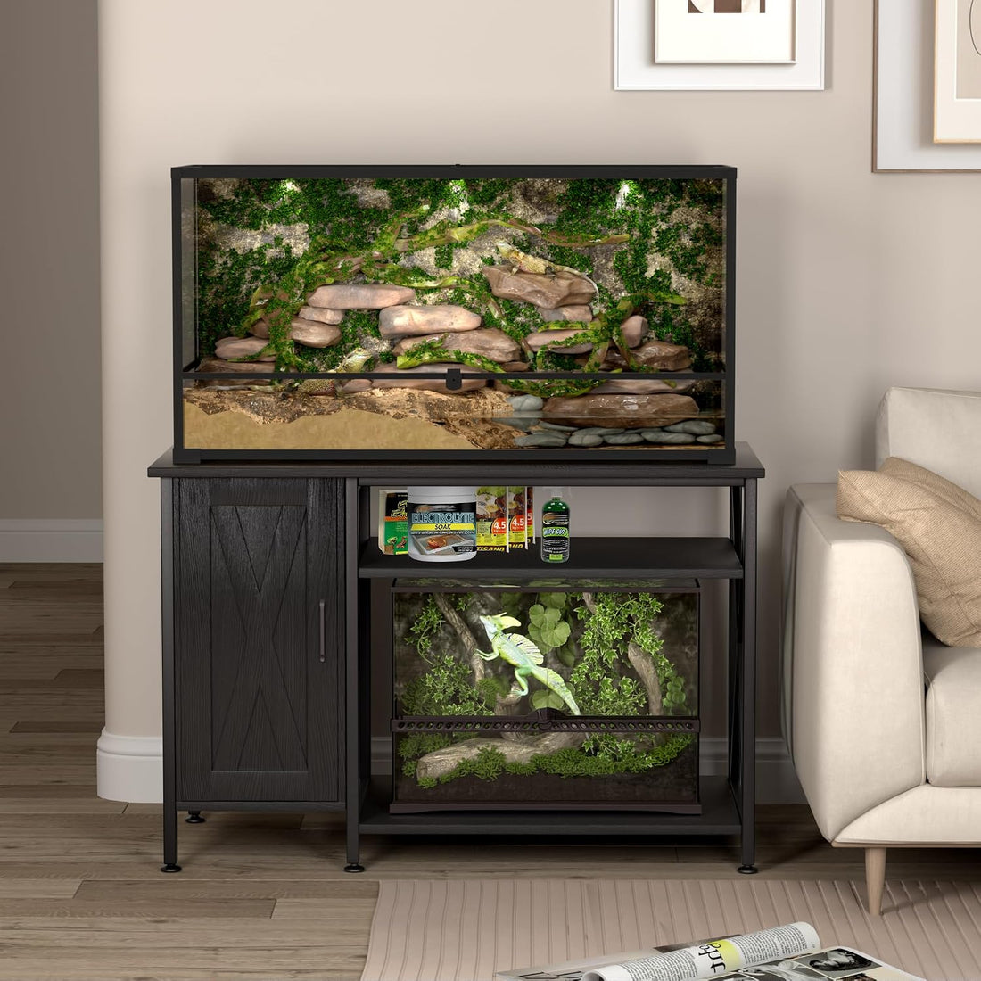 Herture 120 Gallon Reptile Tank Stand, 4x2x2 Reptile Enclosure Stand