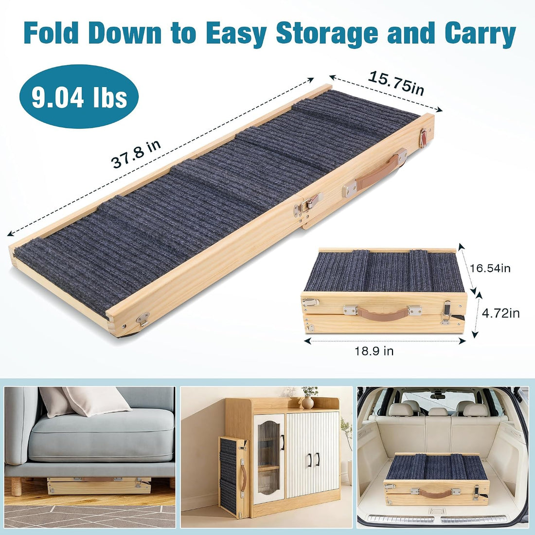 Dog Ramp for Bed, 24" H Adjustable Folding Ramp for Dogs to Get on Bed