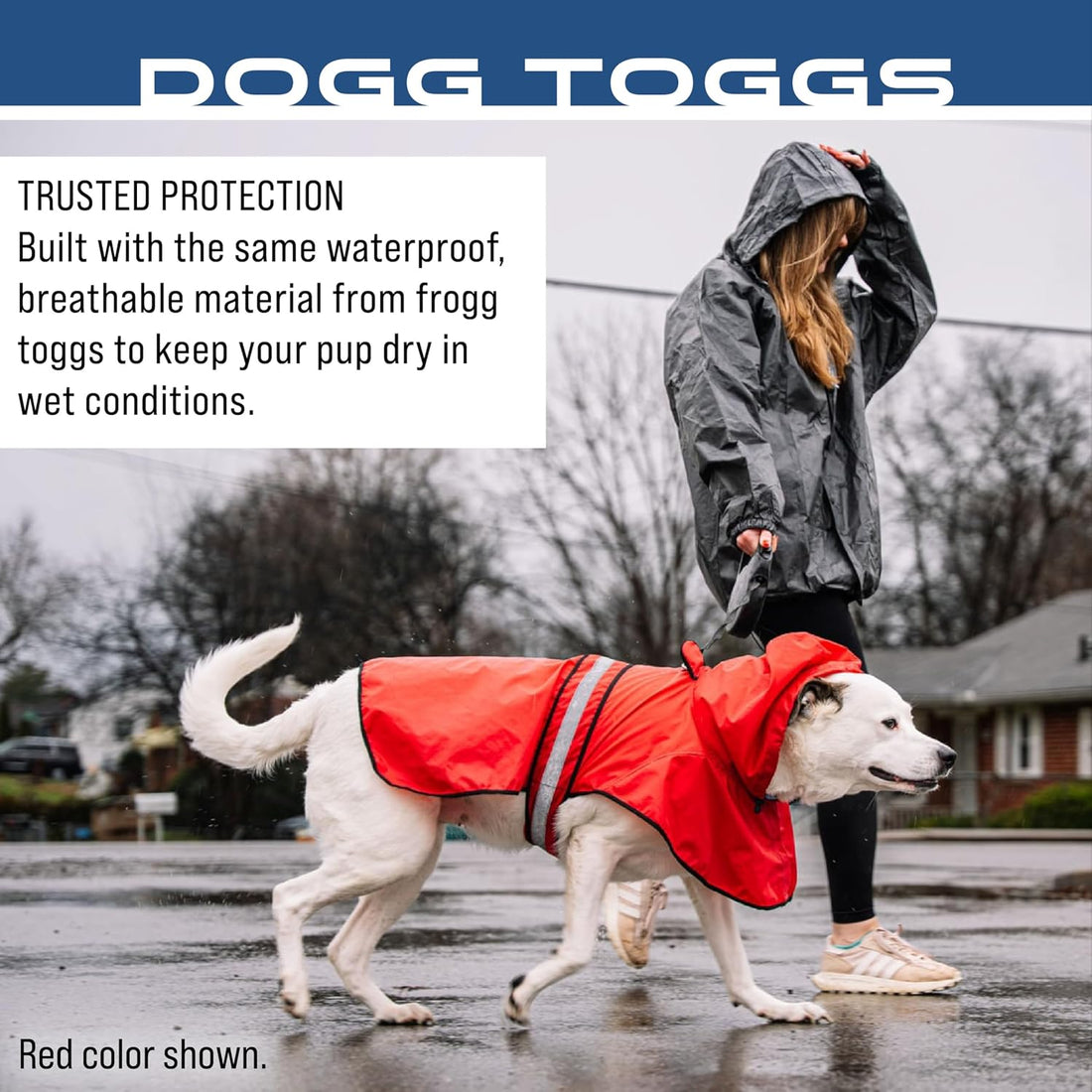 FROGG TOGGS Dogg Toggs Raincoat, Blue, Size LG