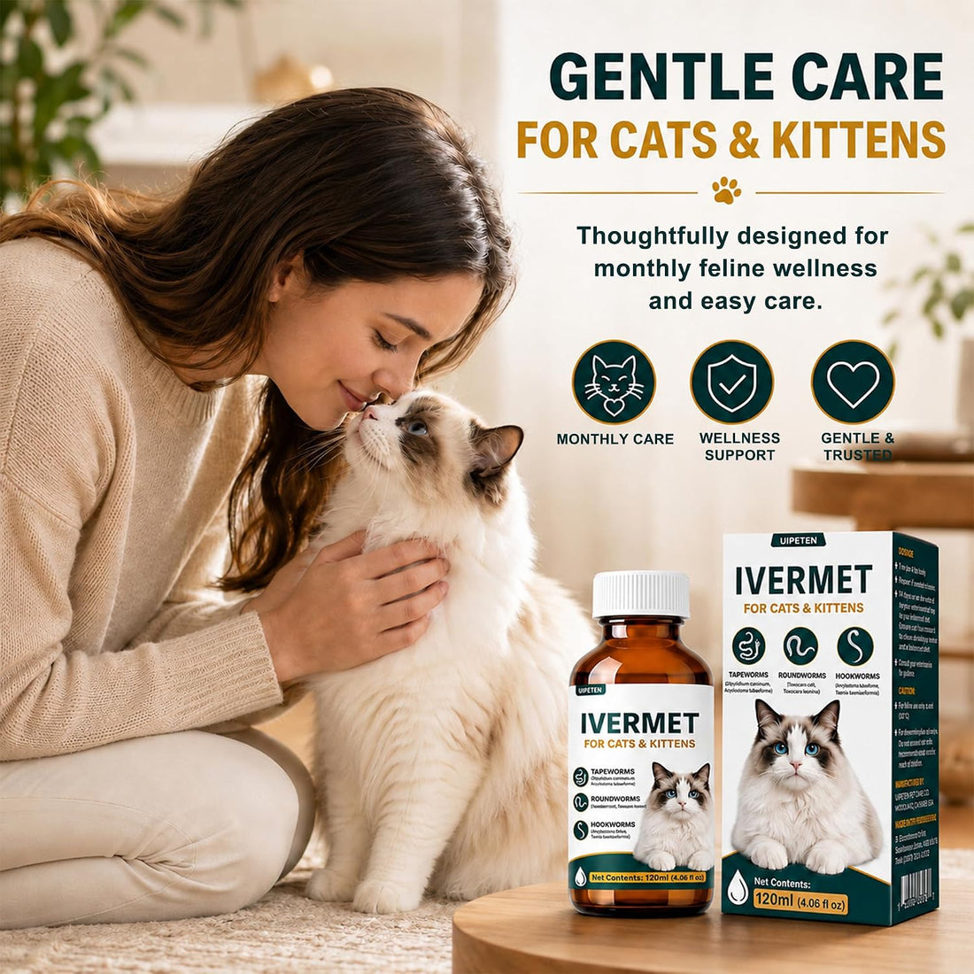 Cat Dewormer Broad Spectrum Dewormer for Cats & Kittens for Tapeworms