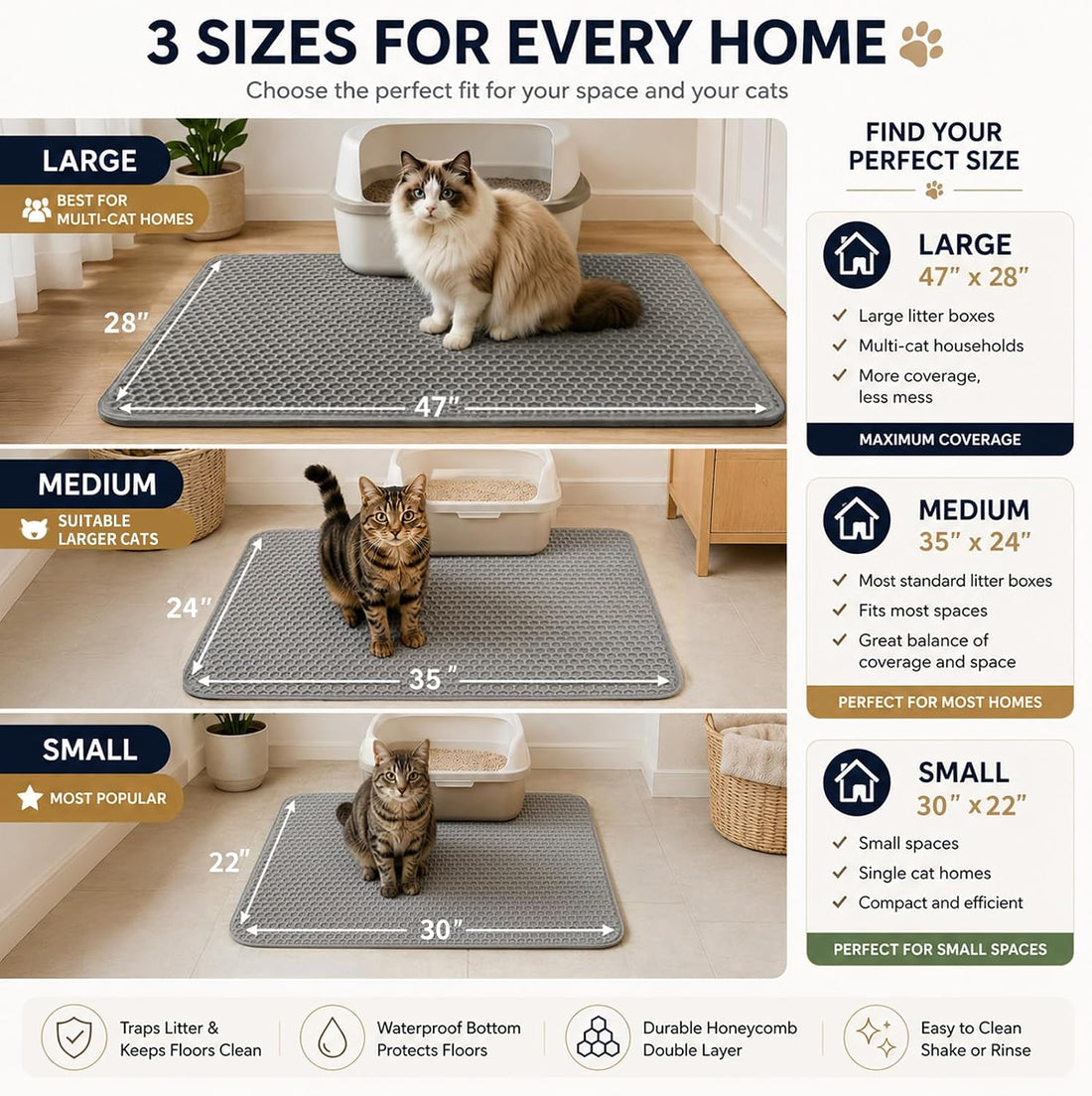 Cat Litter Mat, 30" x 22" Extra-Large