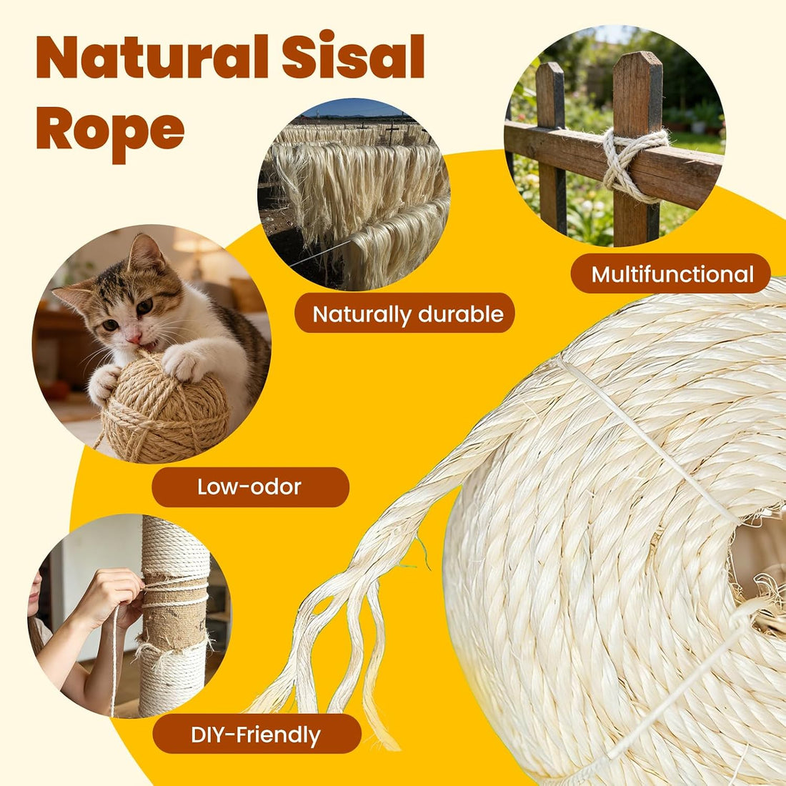 Natural Sisal Rope for Cat Scratching Post Replacement