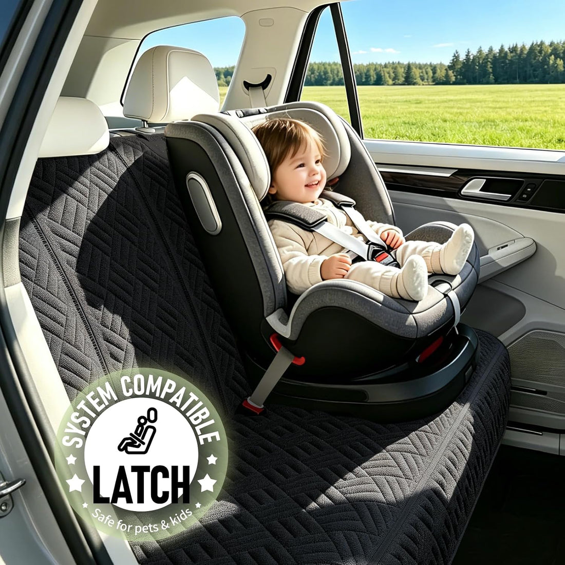 Dog Car Seat Cover for Back Seat, Waterproof 600D Oxford Protector