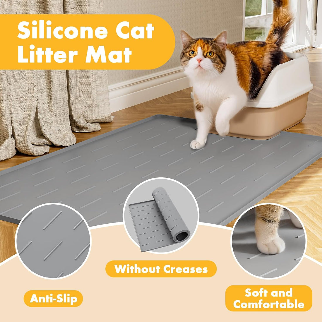 Pieviev Silicone Cat Litter Trapping Mat