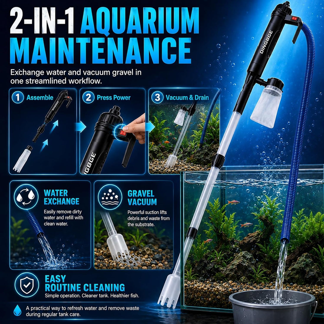 Automatic Water Exchanger & Electric Sand Washer Fish Tank Cleaner