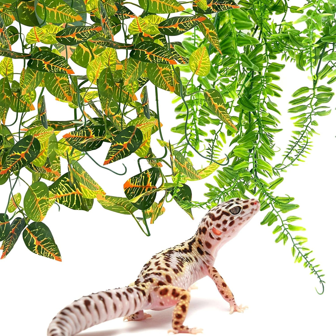 Hamiledyi Reptile Plants for Terrarium Hanging Fake Leaves
