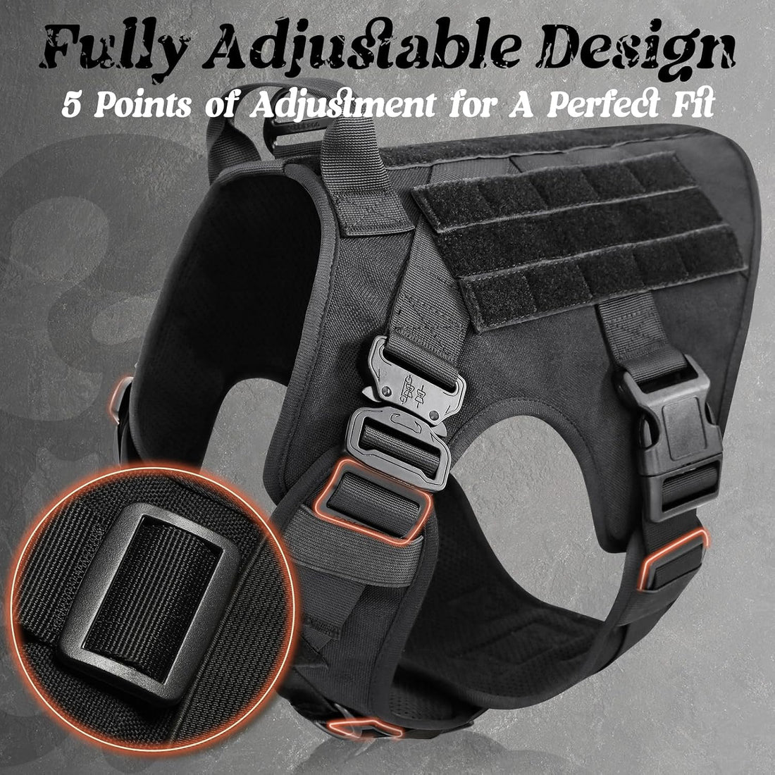 rabbitgoo Tactical Dog Harness for Large