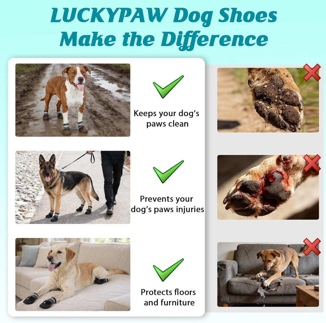 LUCKYPAW Dog Shoes for Large Medium Dogs