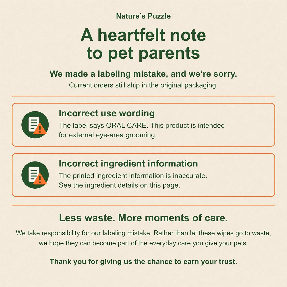Pet Eye Wipes for Dogs & Cats, 100 Count Tear Stain Pads