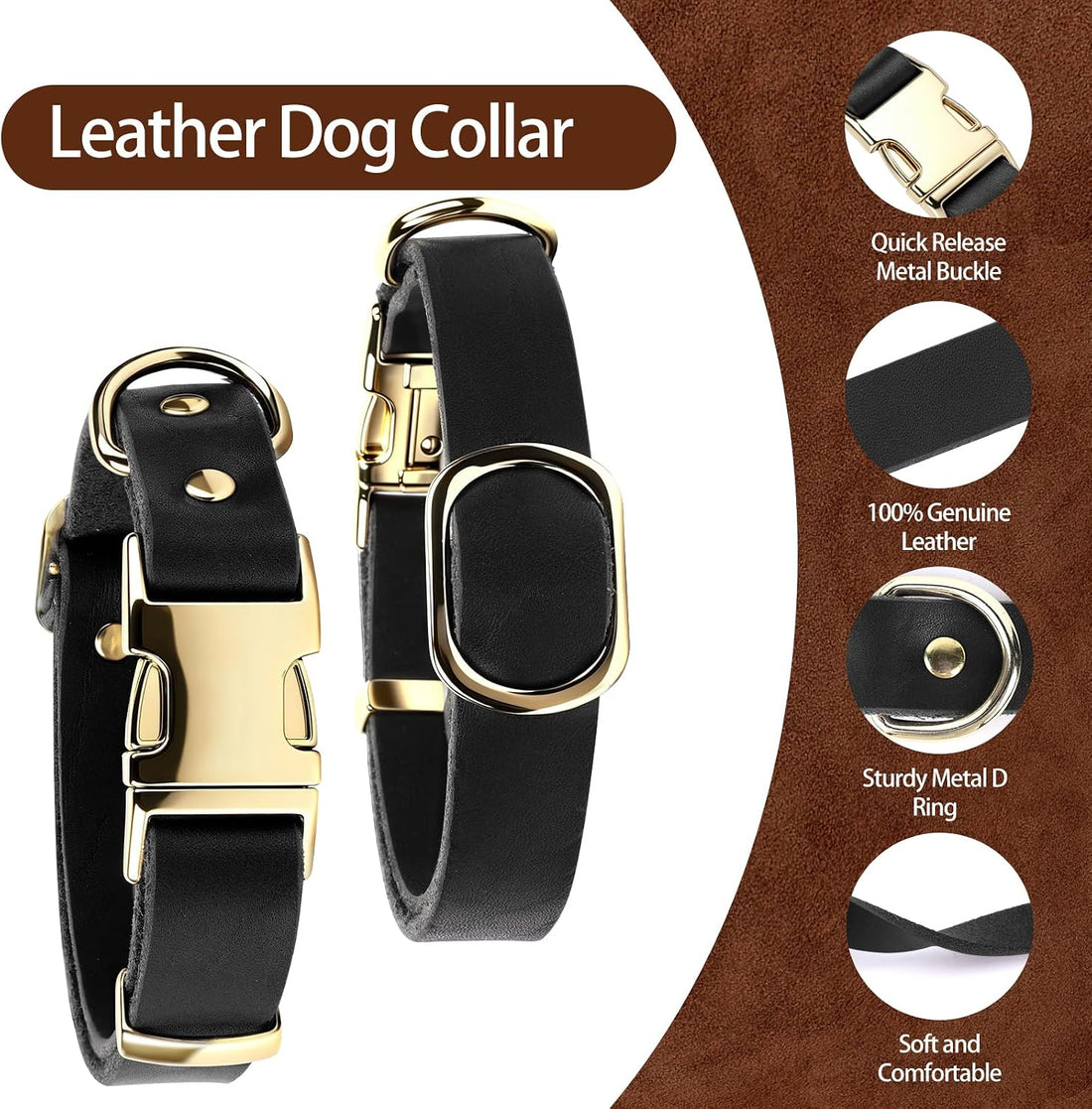 Leather Dog Collar and Leash Set