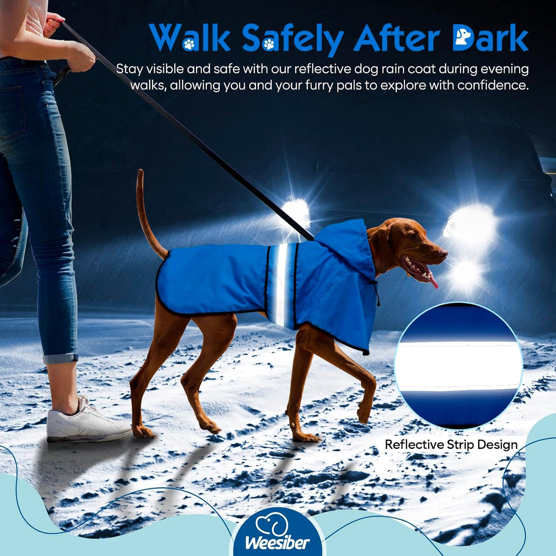 Weesiber Dog Raincoat, Adjustable Dog Rain Jacket Hooded Poncho