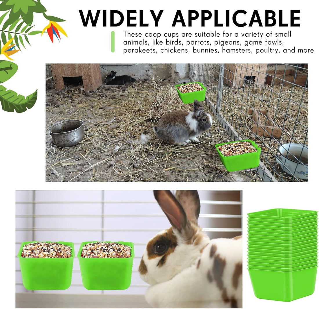 Maxdot 50 Pcs Cage Cups Chicken Feeder 16 oz Food Bowl