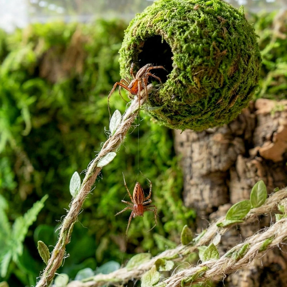 Magnetic Jumping Spider Accessories-Moss Hideout with Rope & Bridge