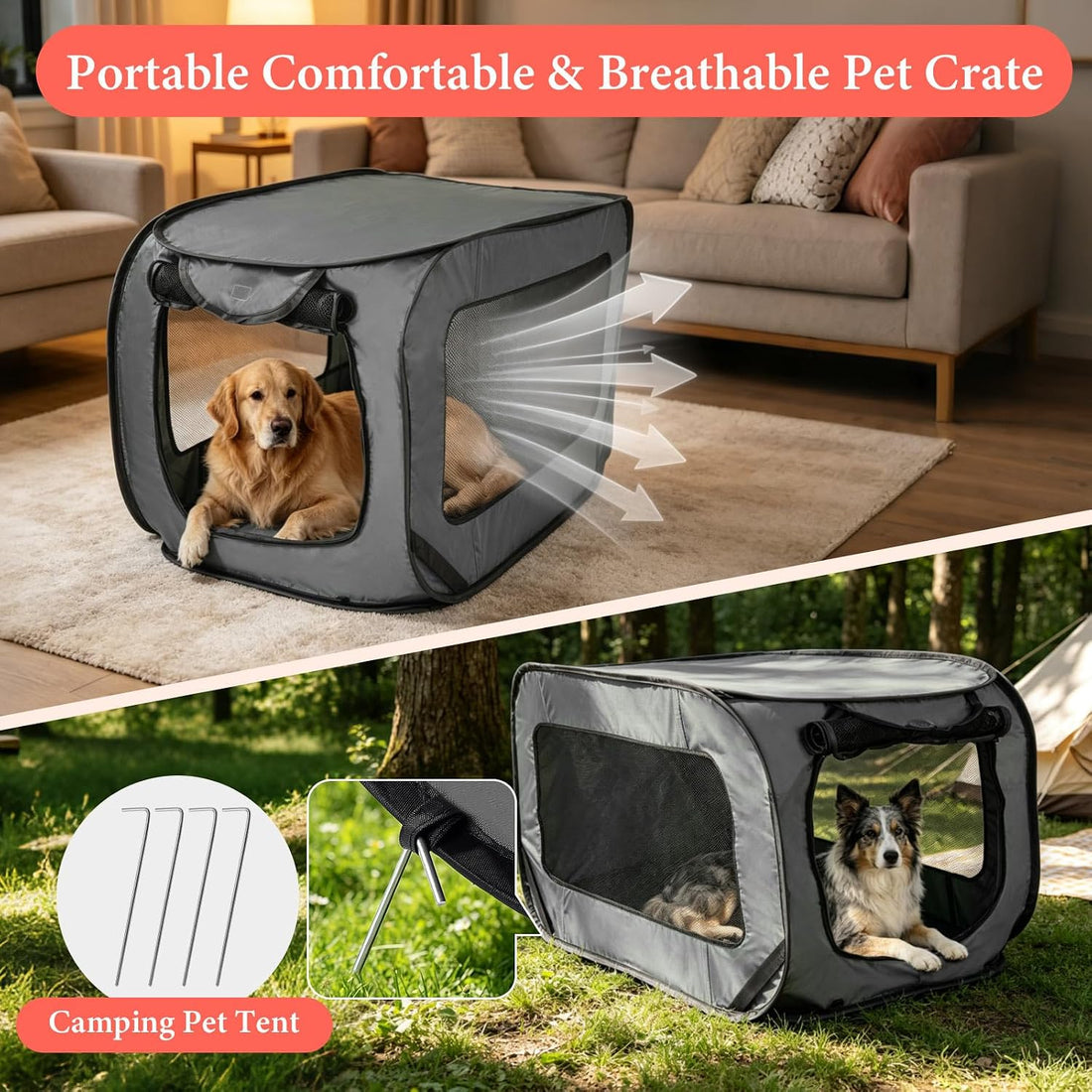 36 Inch Collapsible Dog Crate, Portable Kennel for Medium Dogs