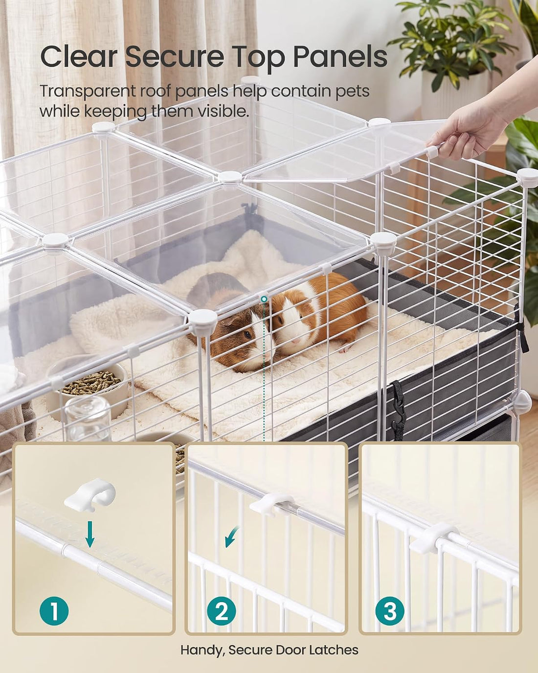 SONGMICS Guinea Pig Cage, 2-Tier with 3 Storage Boxes