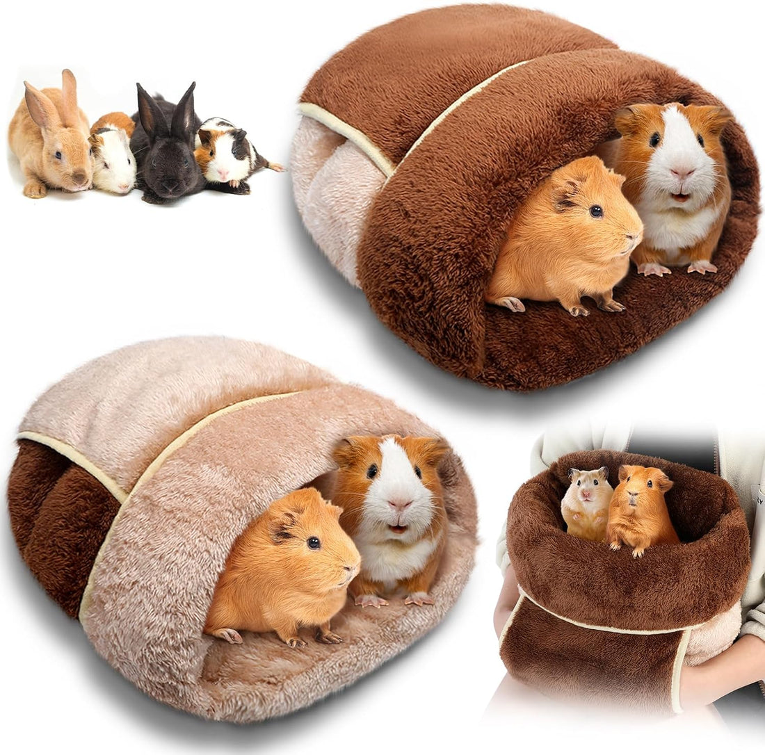 Wenqik 2 Pcs Guinea Pig Fleece Hideouts, Blue, Khaki, Star