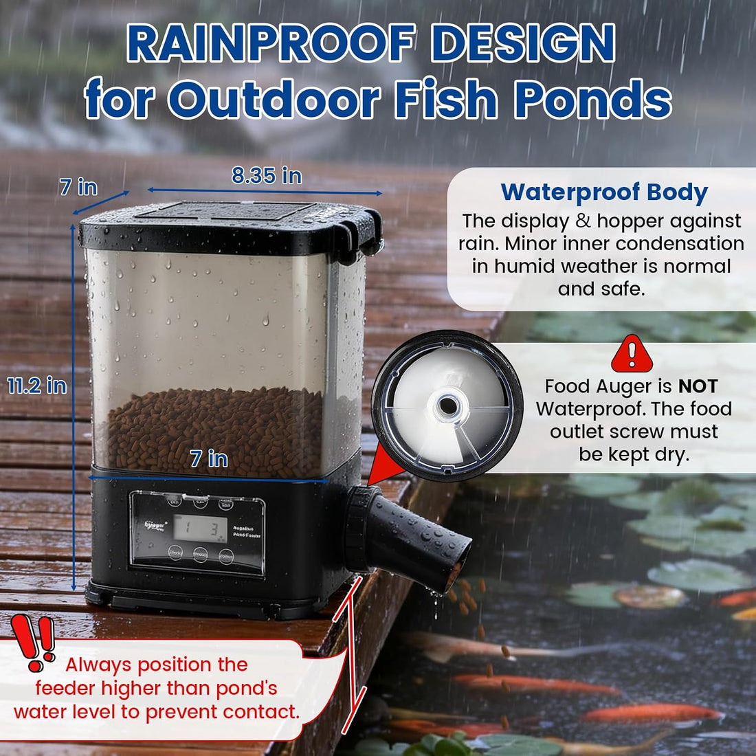 hygger 5L Solar Rechargeable Fish Feeder