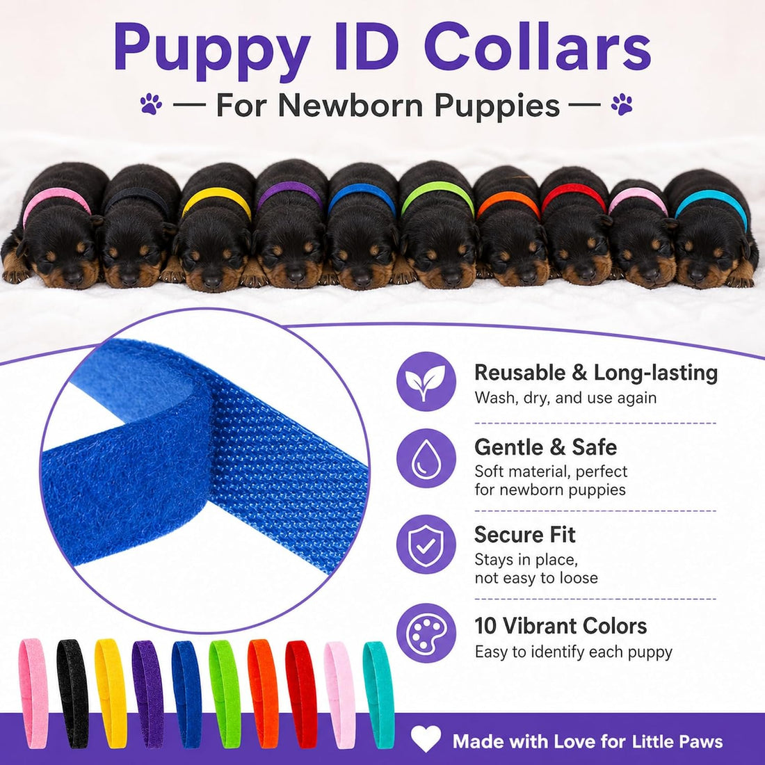 10 PCS Puppy Whelping Collars Set