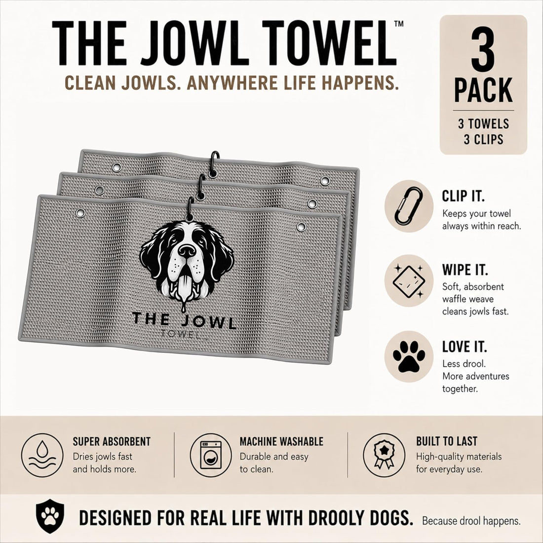 Dog Drool Towel for Large Dogs – Absorbent Microfiber Drool Catcher