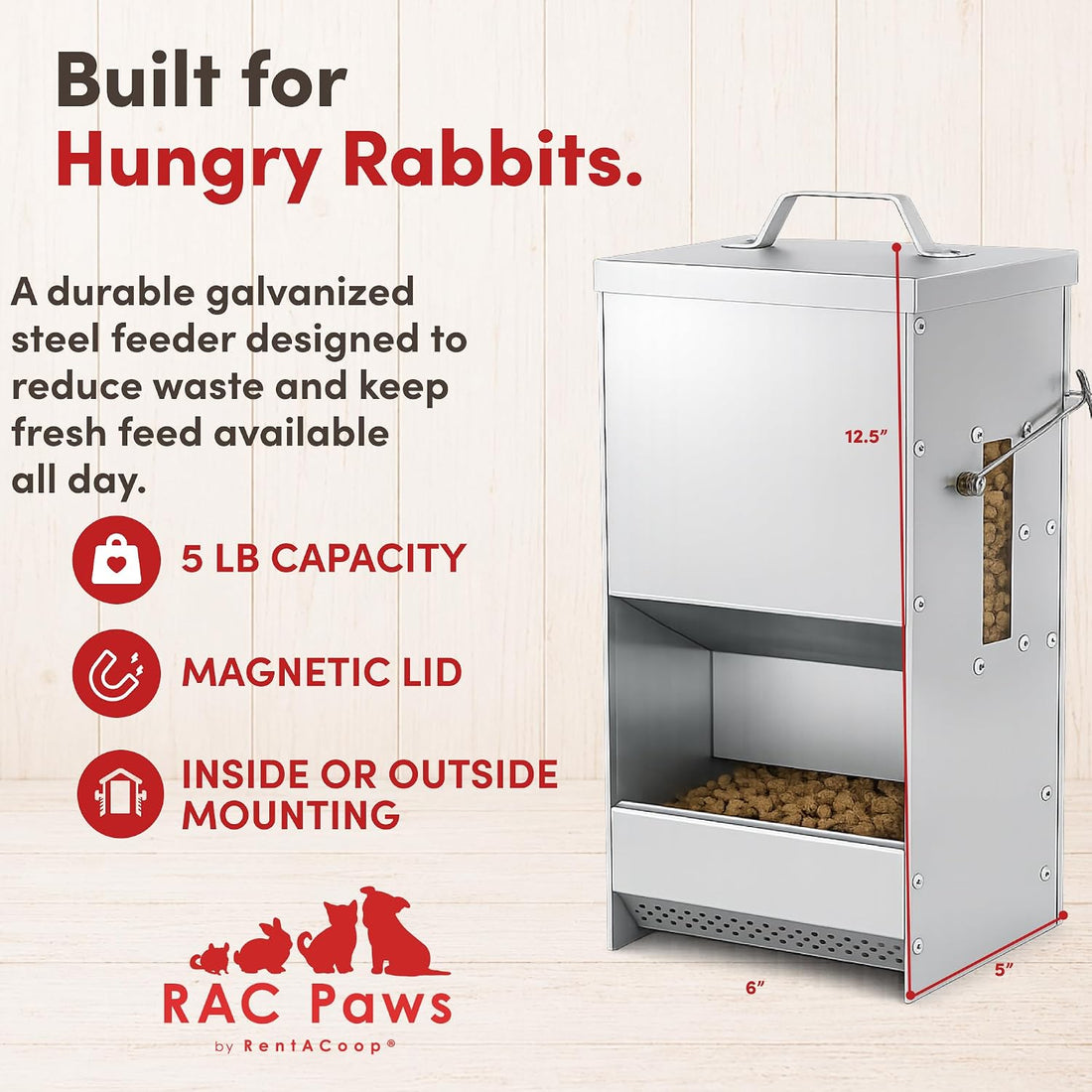 RAC Paws by RentACoop 5 lb. Metal Rabbit Feeder